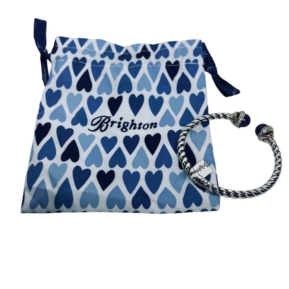 Brighton Neptune's Rings Silver Tone And Purple Agate Cuff Bracelet - Picture 1 of 4